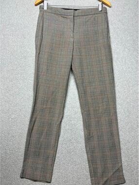 Zara Glen Plaid Soft Stretch Slim Leg Slacks Pants M Office Work Brown Comfort
